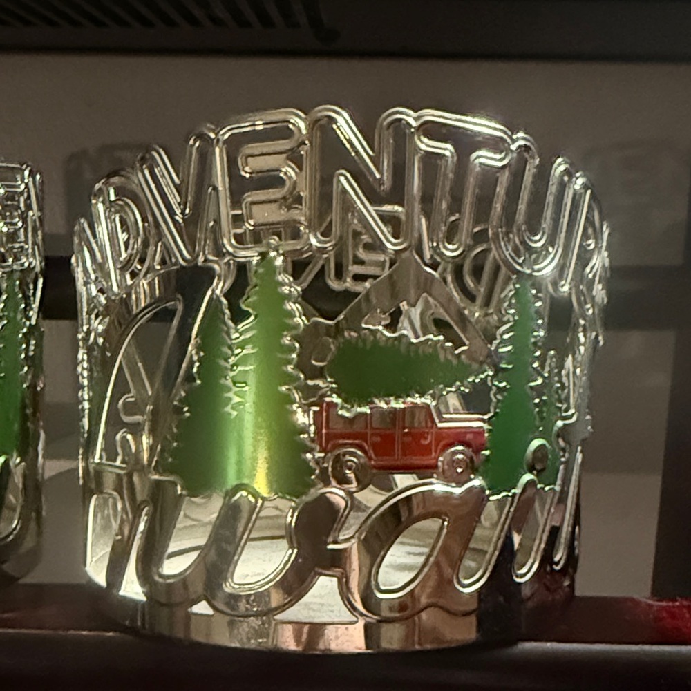 Bath & Body Works Silver “Adventure Awaits” 3 Wick Candle Holder